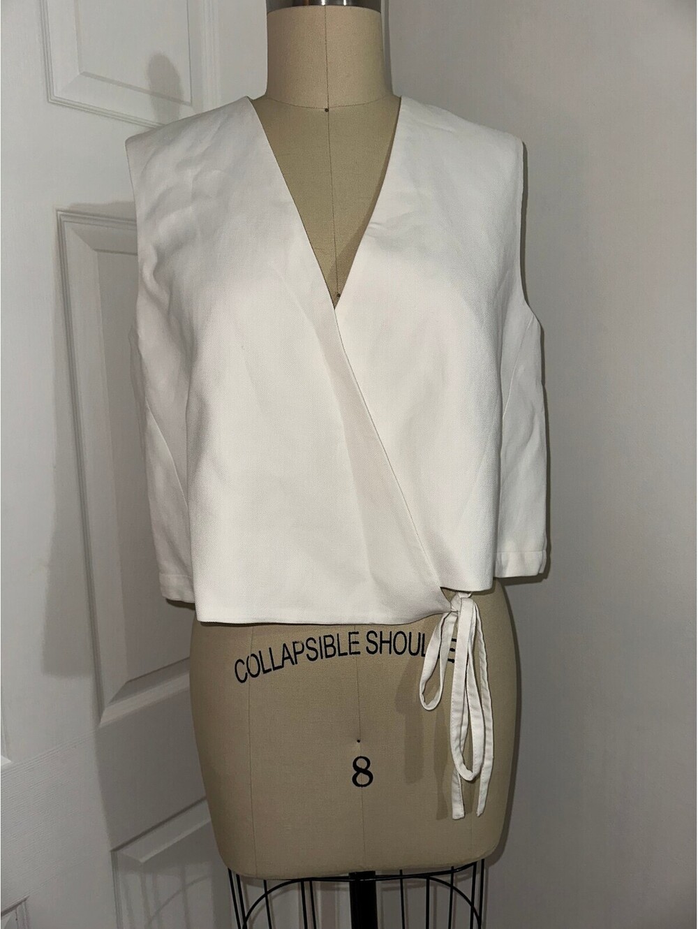 COS White Minimalist Tailored Wrap US 12 Top Viscose NWT